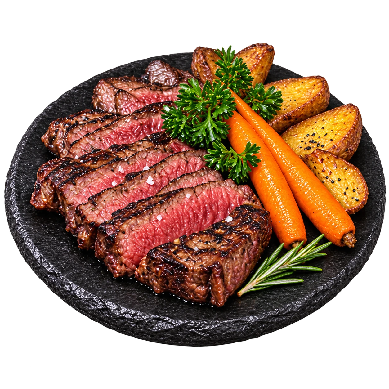 Tagliata alla griglia con verdure e patate